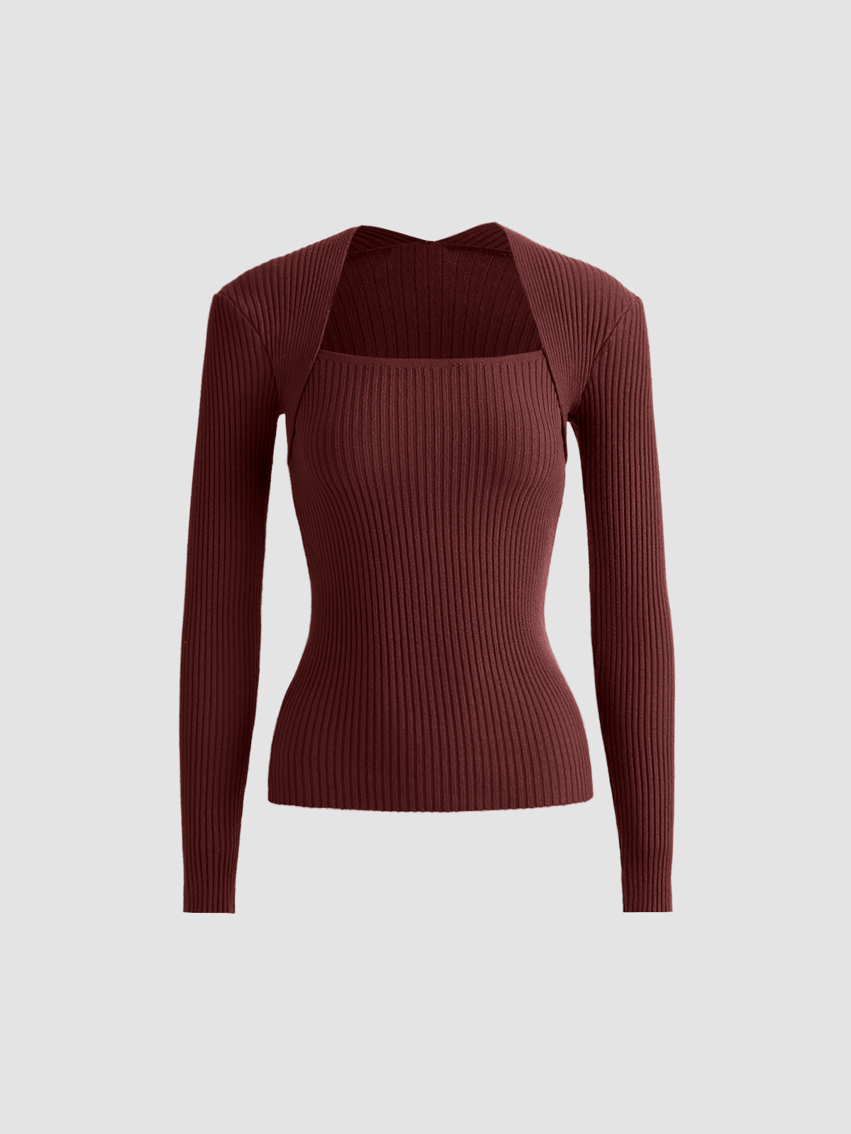 Bronsmönstrad stickad ribbad pullover