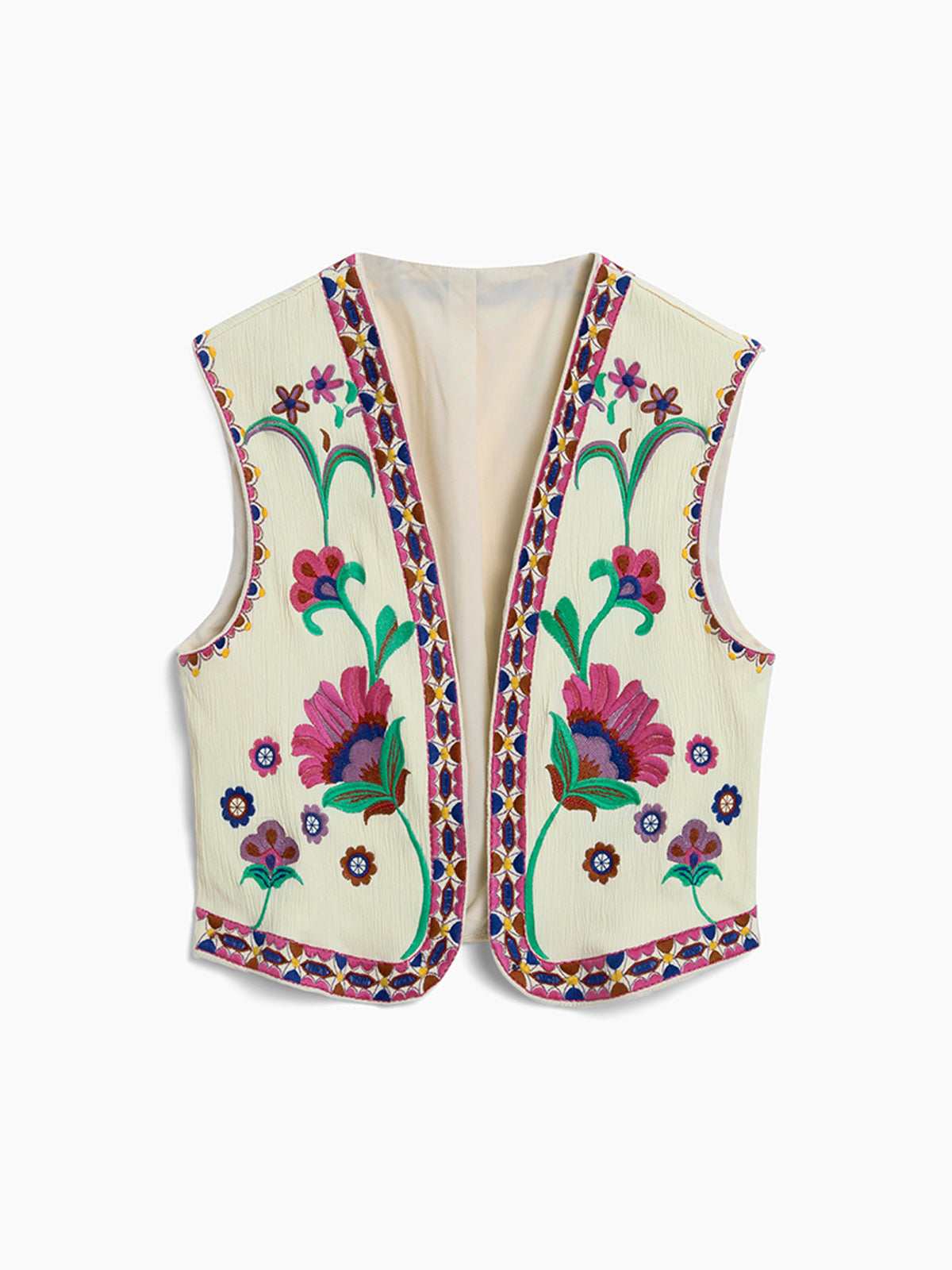 Broderad blommig väst