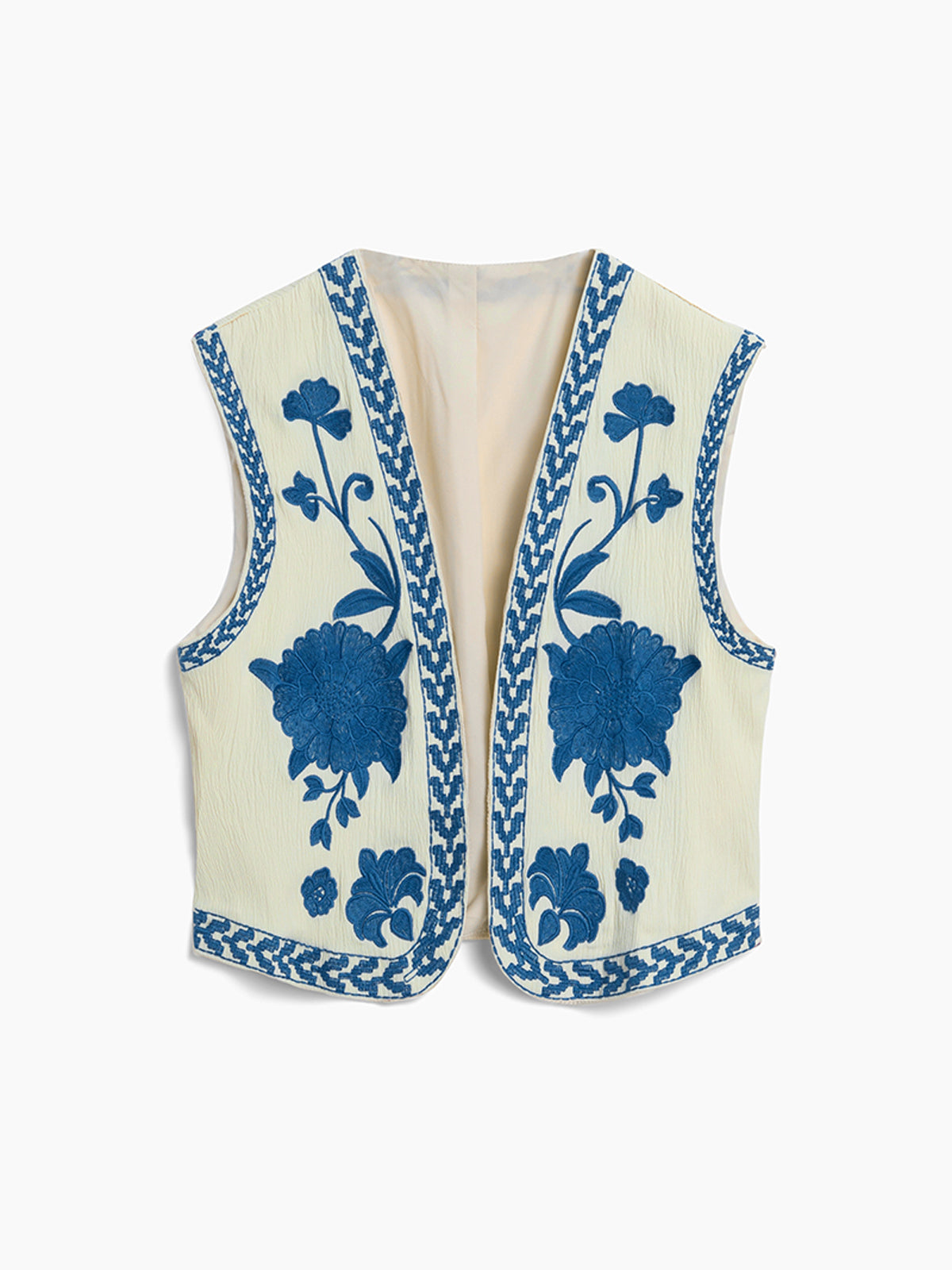 Broderad blommig väst