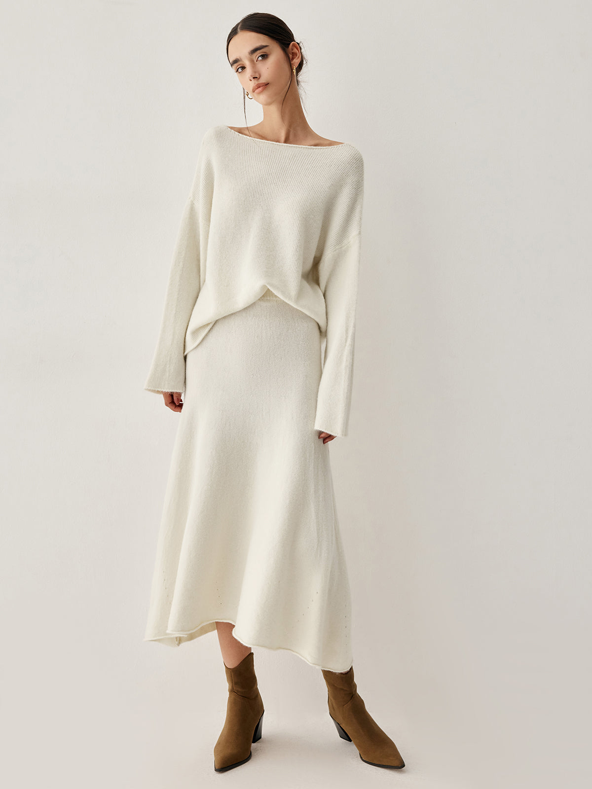 Oversize-Pullover, zweiteiliges Rock-Set
