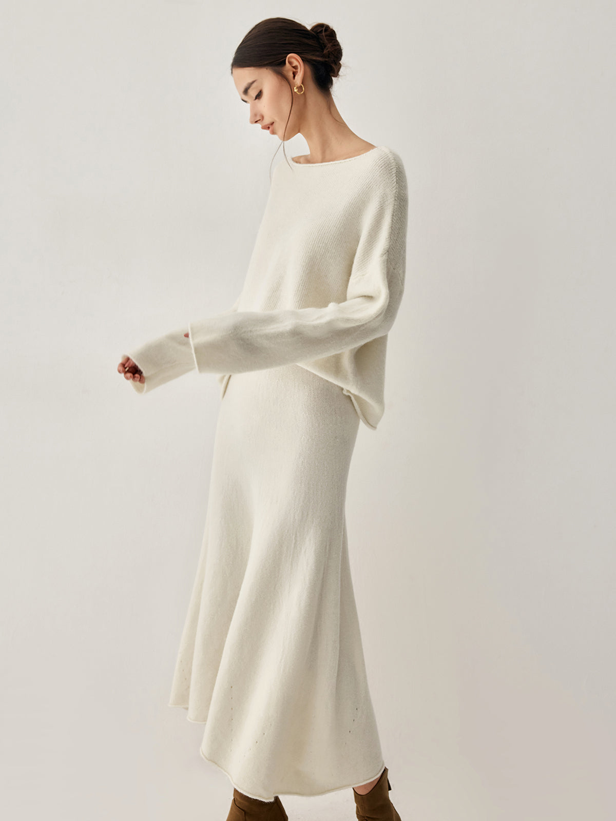 Oversize-Pullover, zweiteiliges Rock-Set