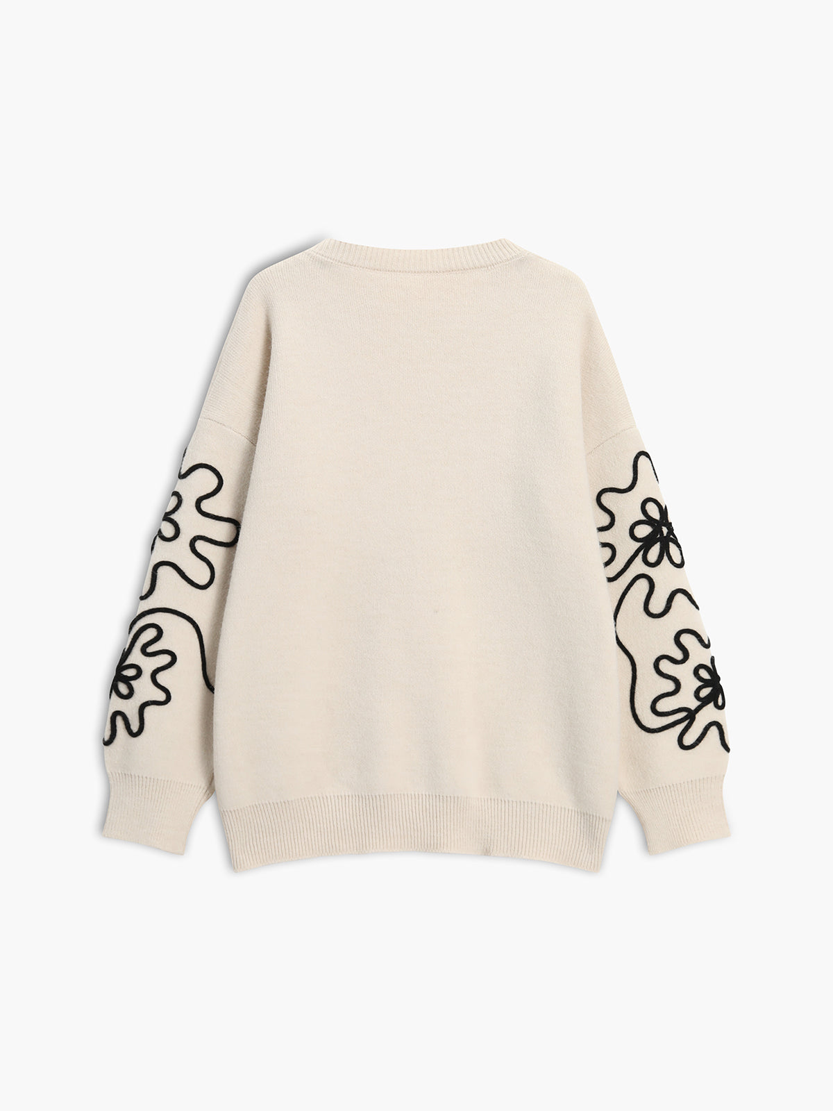 Stickad blommig oversized tröja