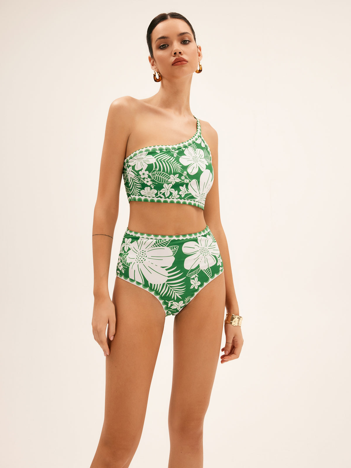 Einschultriges Bikini-Set mit Blumenmuster