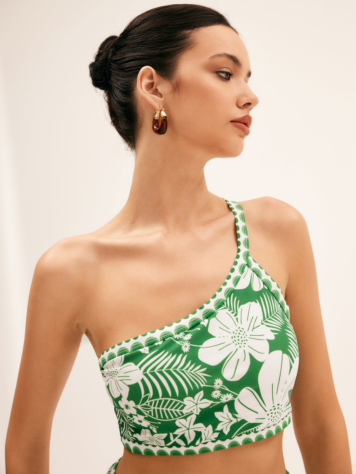 Einschultriges Bikini-Set mit Blumenmuster
