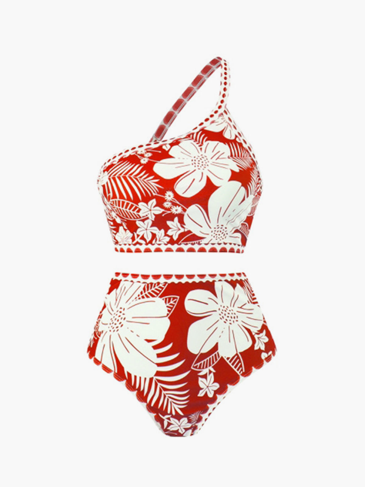 Einschultriges Bikini-Set mit Blumenmuster