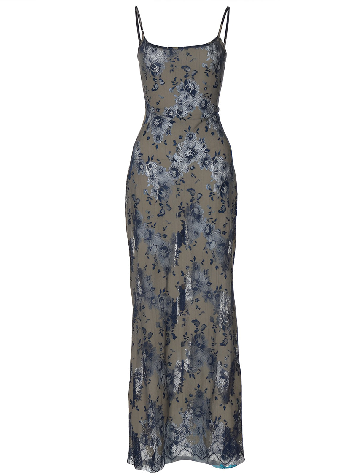Midnight Garden – Langes Camisole-Kleid mit Schnürung