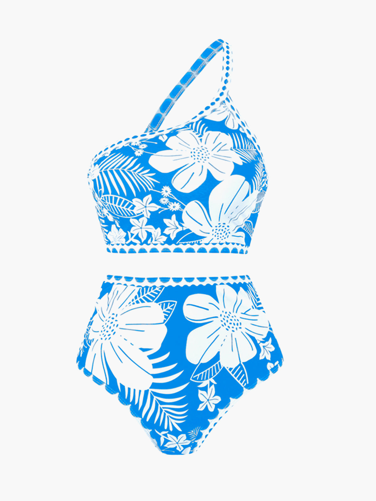 Einschultriges Bikini-Set mit Blumenmuster