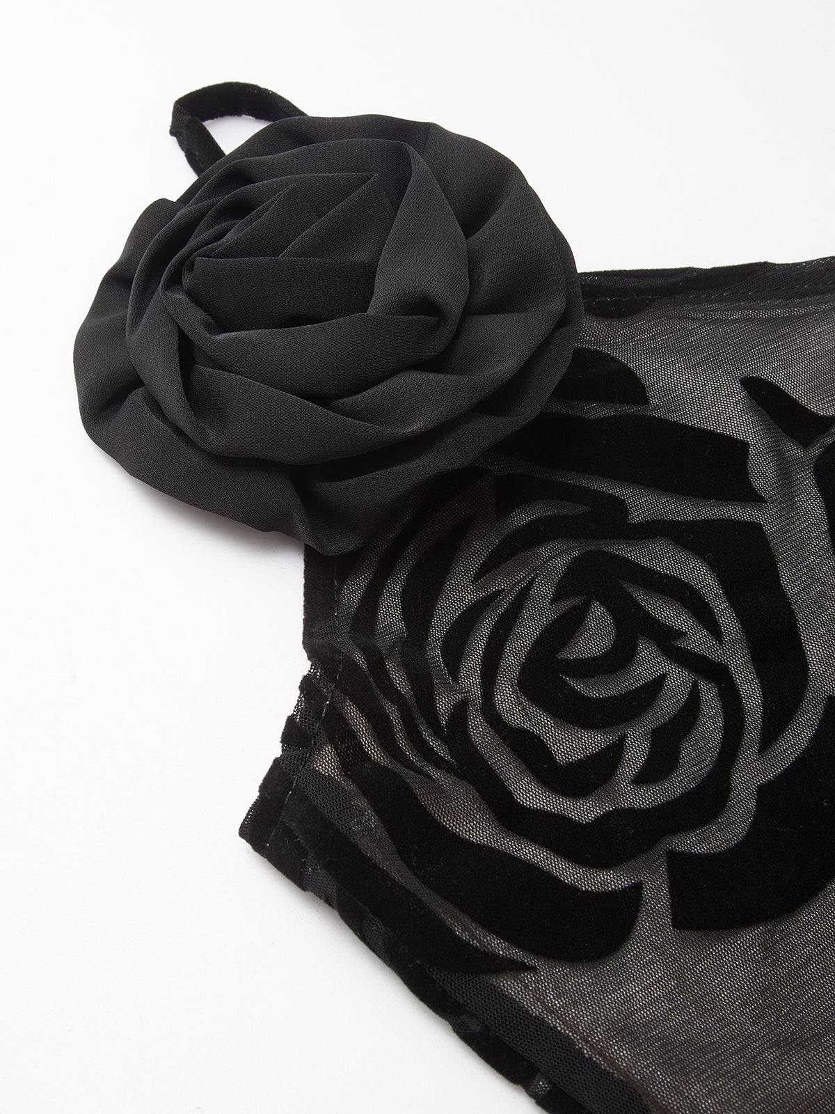 Asymmetrisk långklänning med jacquardmönster och blommönster