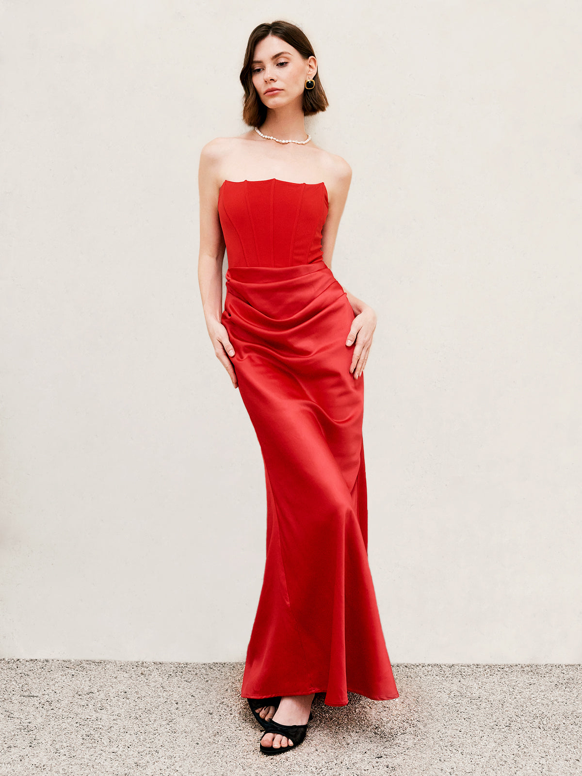 Langes Plissiertes Schlauchkleid mit Reißverschluss