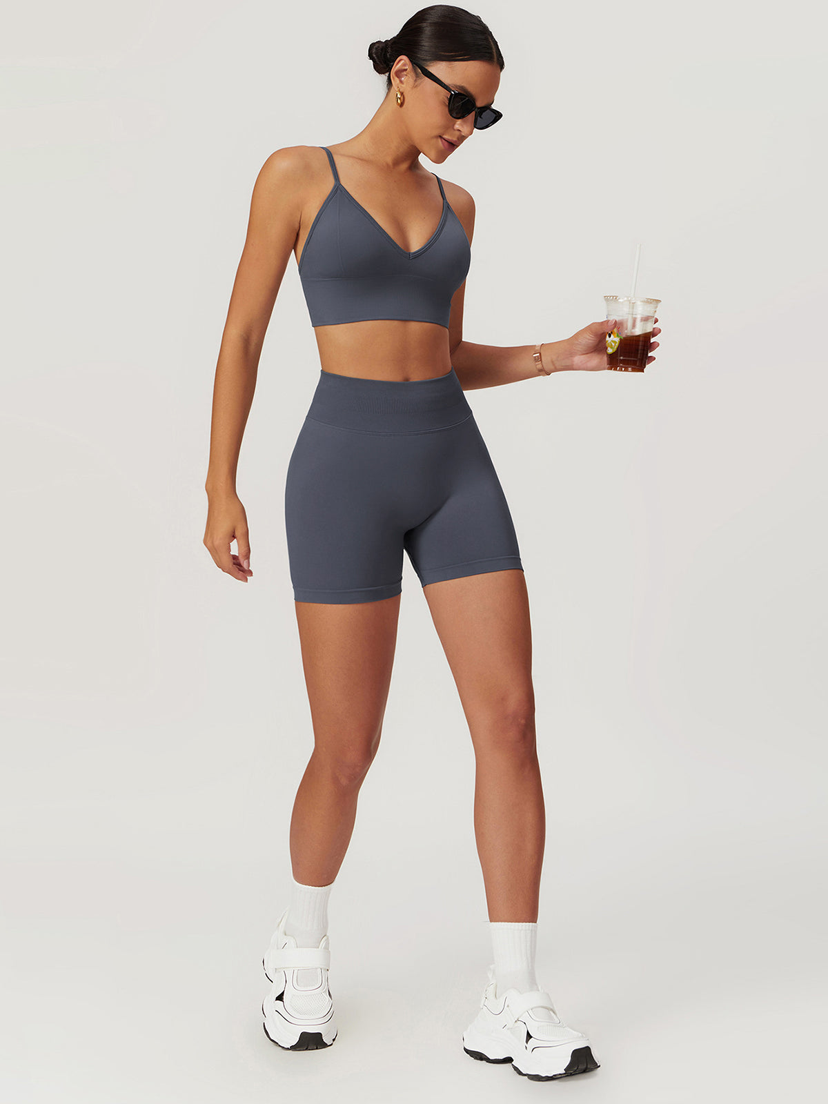 Hüfthebendes Yoga-Shorts-Set