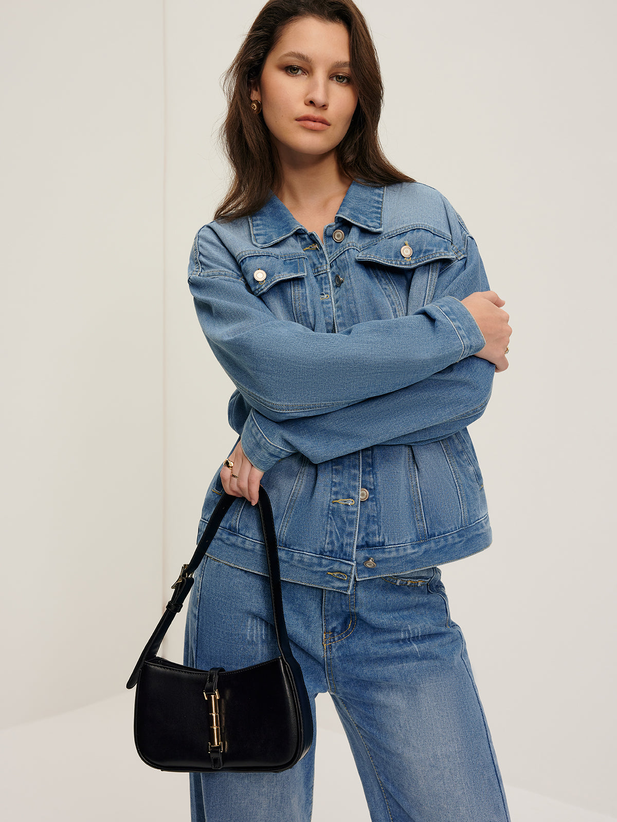 Denimjacka med slagfickor