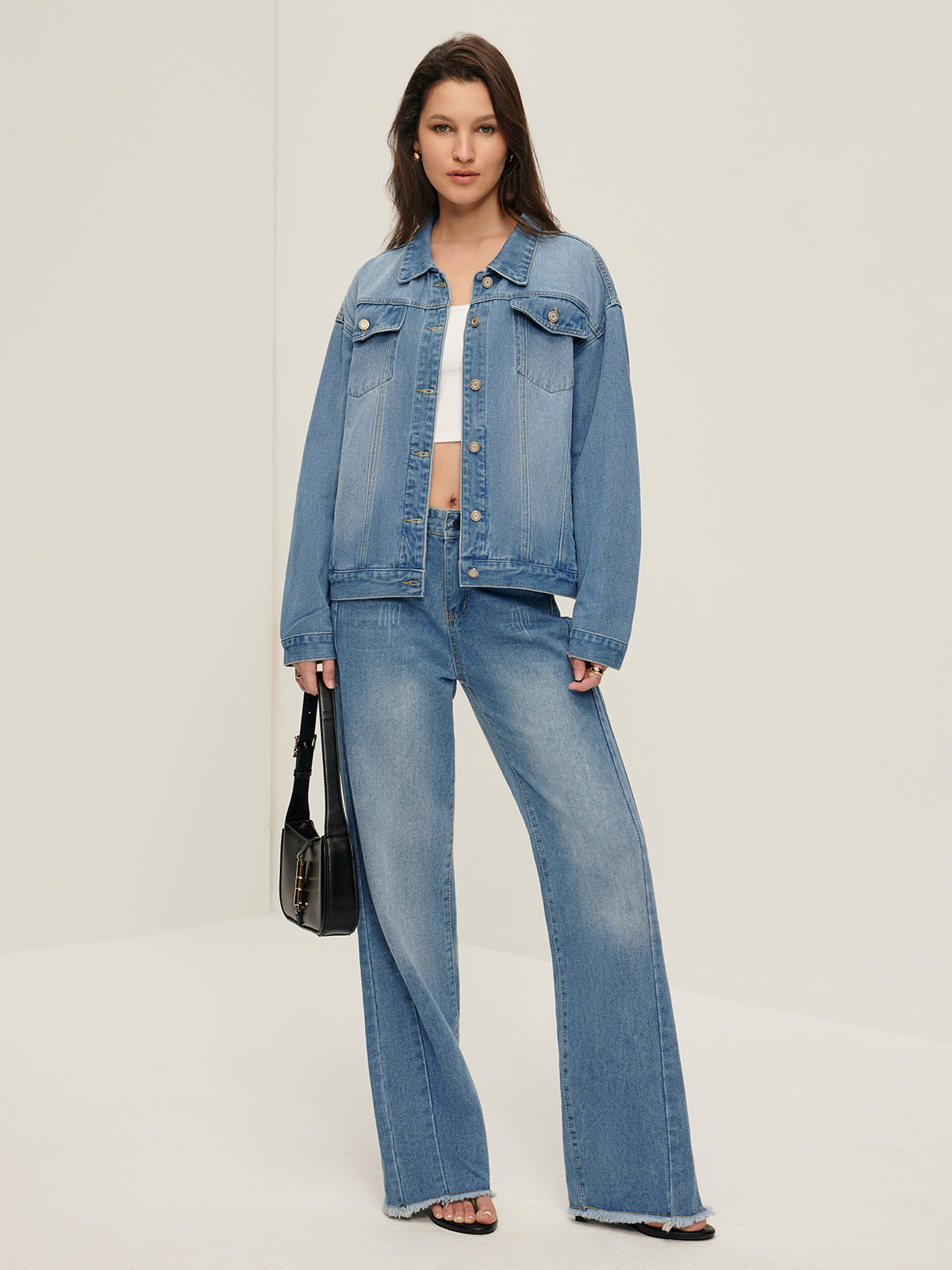 Denimjacka med slagfickor