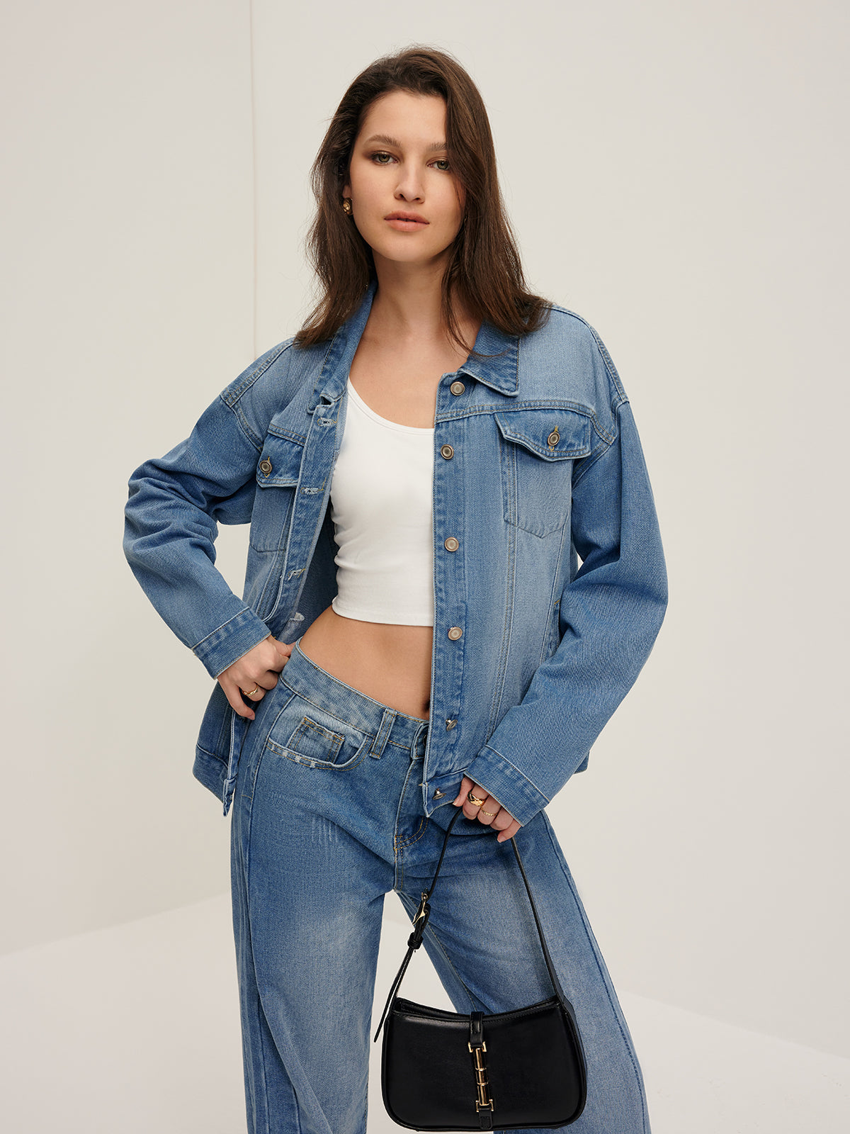 Denimjacka med slagfickor