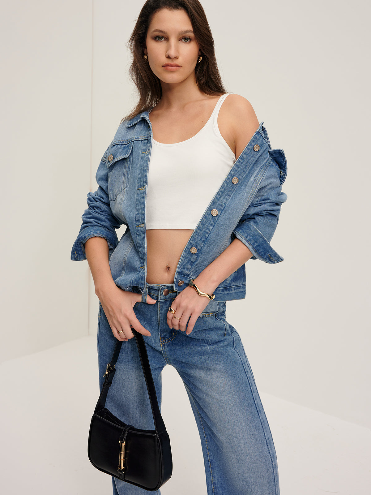 Denimjacka med slagfickor