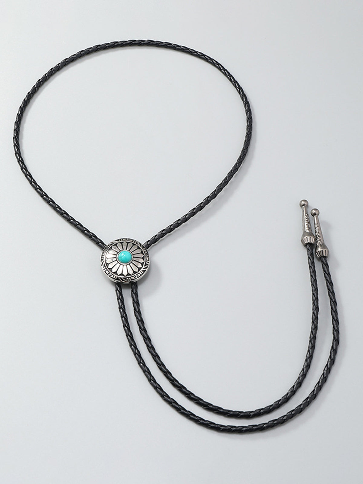 Halsband med hänge i turkos och solrosmotiv