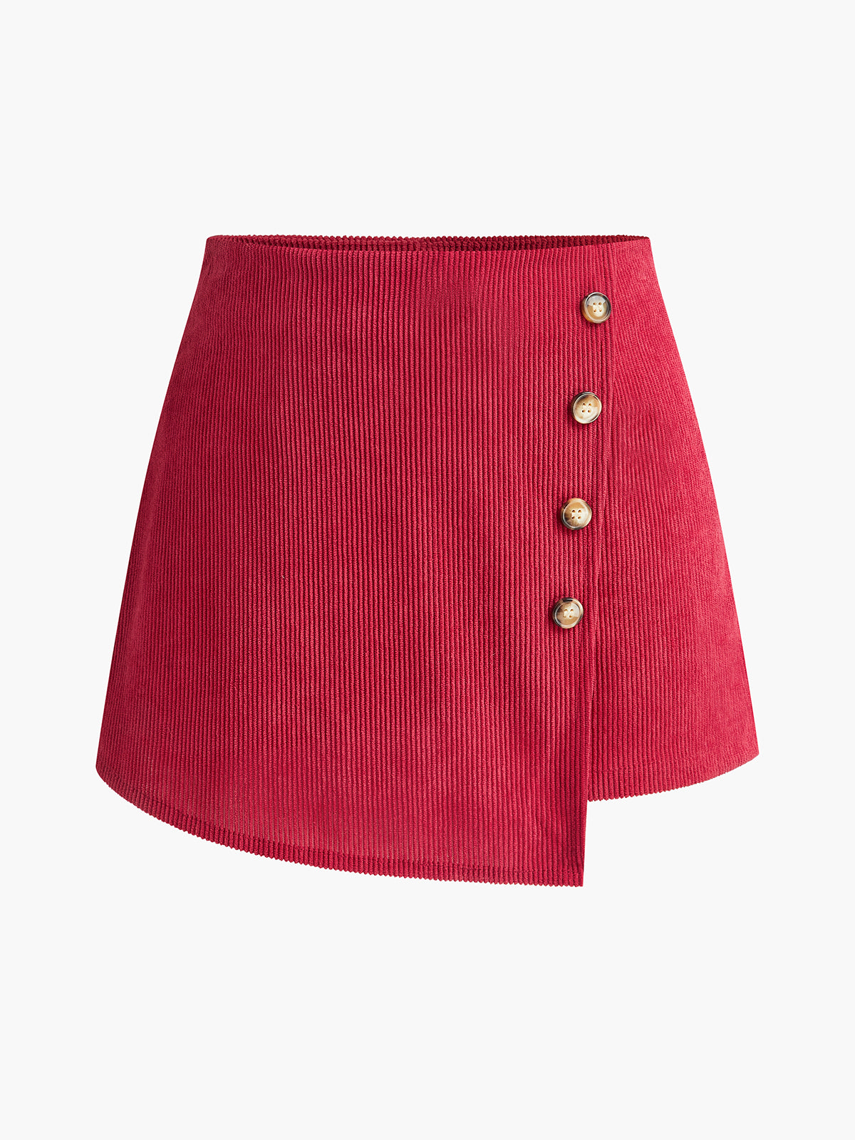 Cord-Skort mit Reißverschluss und Knopfdekor