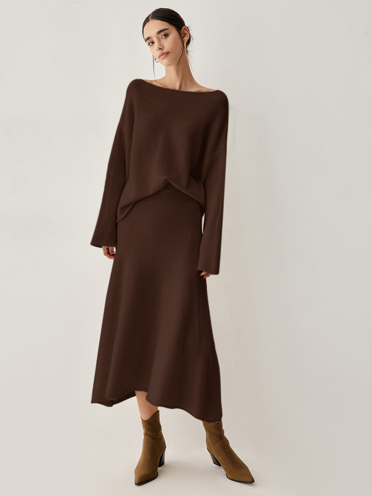 Oversize-Pullover, zweiteiliges Rock-Set