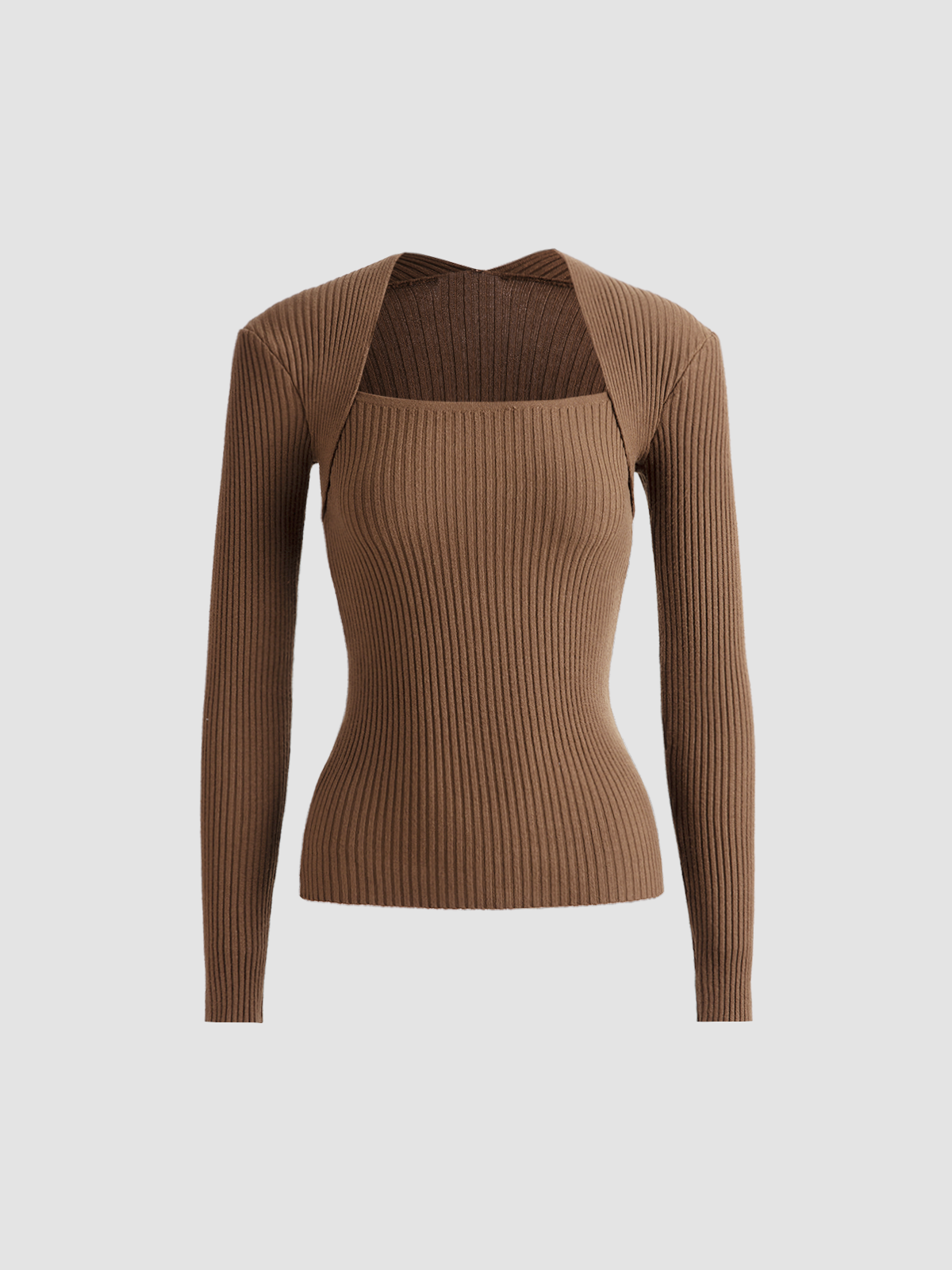 Bronsmönstrad stickad ribbad pullover