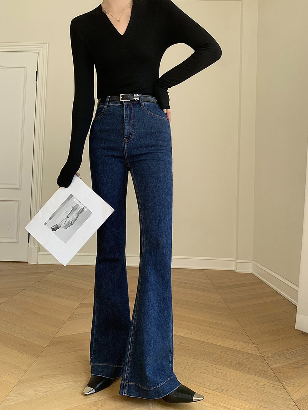 Denim Slim Bootcut Jeans ohne Gürtel