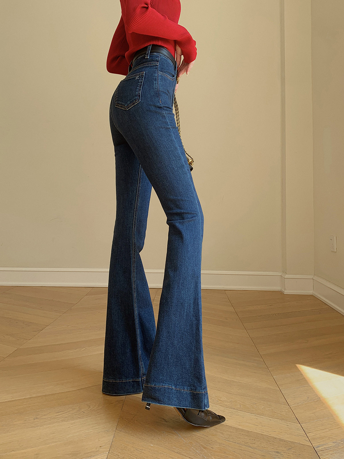 Denim Slim Bootcut Jeans ohne Gürtel