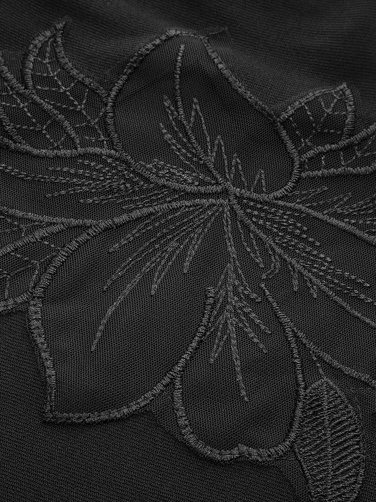 Halvtransparent mesh-blommig smal jerseytopp