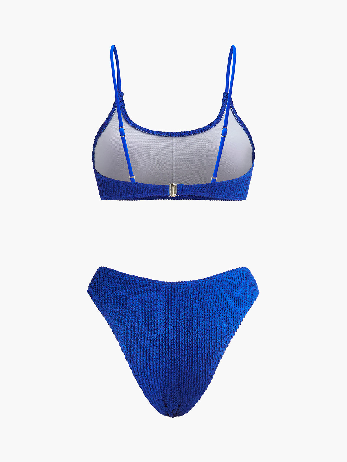 Texturerat ribbat bikiniset med hög urringning
