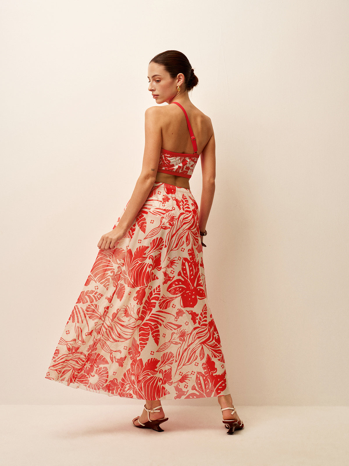 Mesh Printed Cover-up kjol
