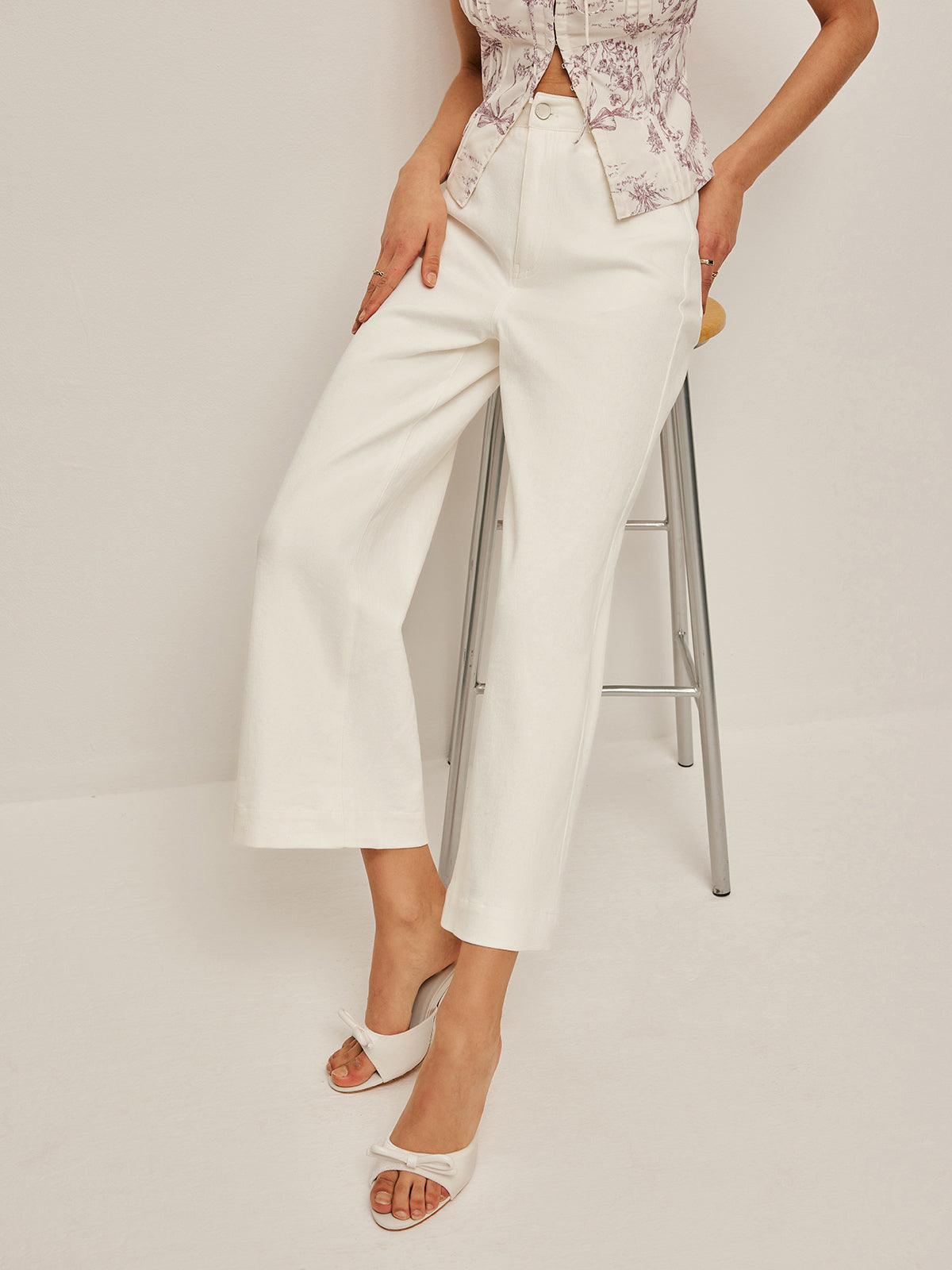 Jeans mit hoher Taille und weitem Bein