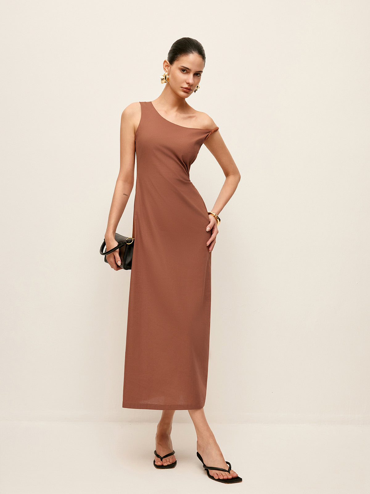 One-Shoulder-Kleid aus Baumwolle