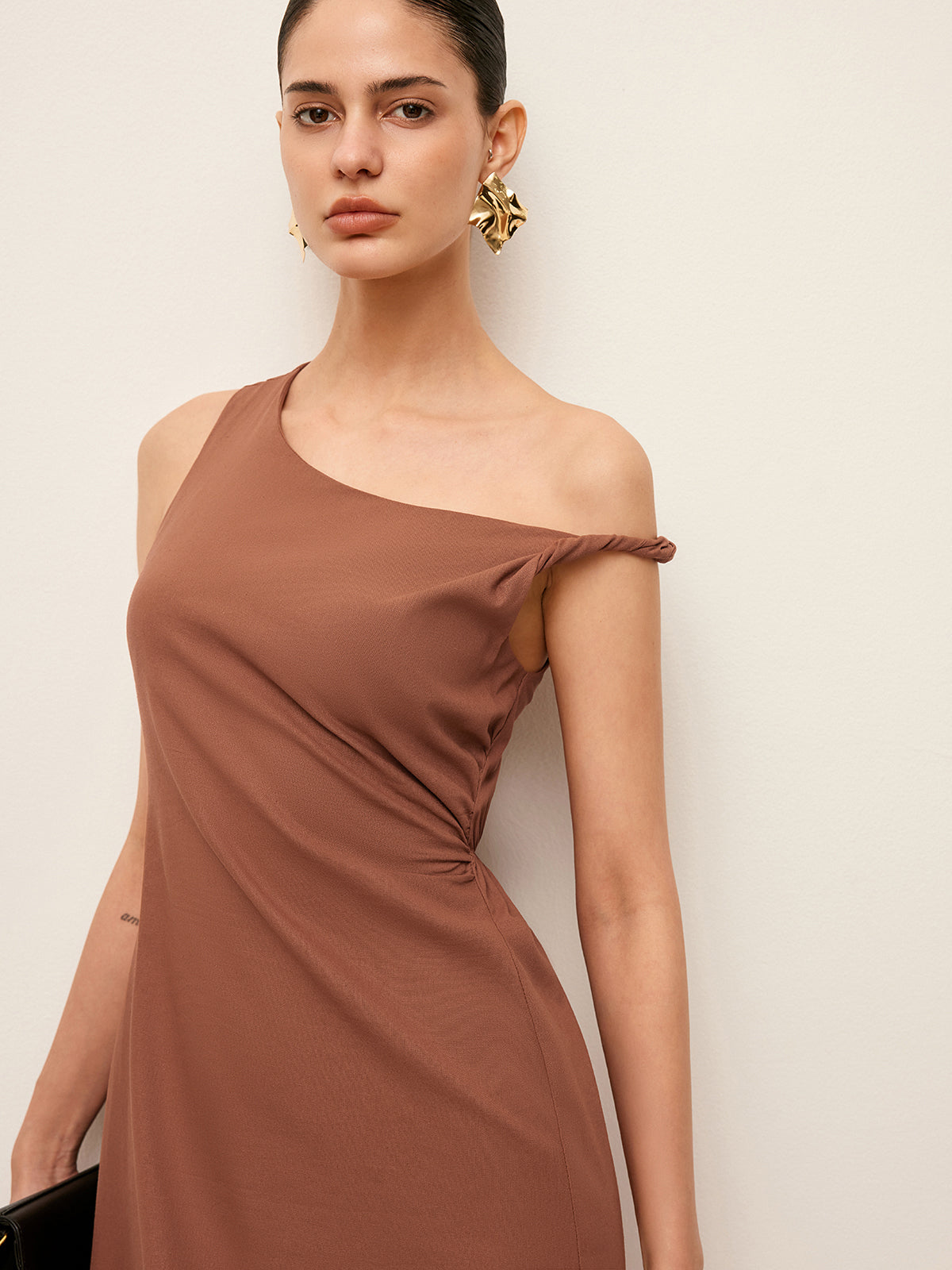 One-Shoulder-Kleid aus Baumwolle