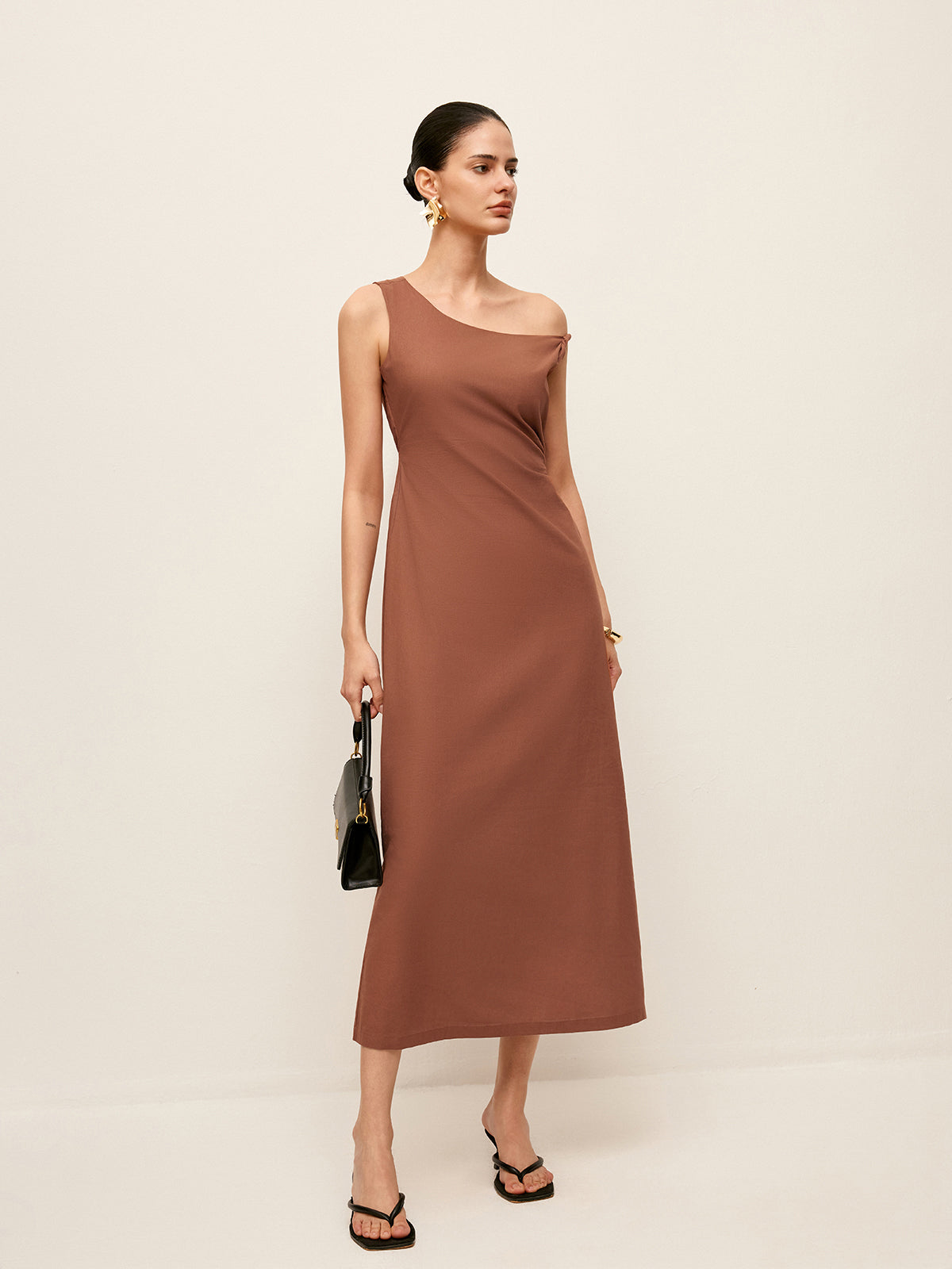 One-Shoulder-Kleid aus Baumwolle