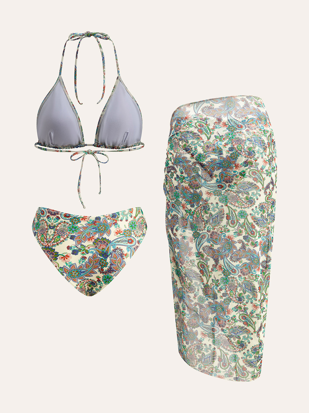 Bikiniset med knytband och paisleymönster