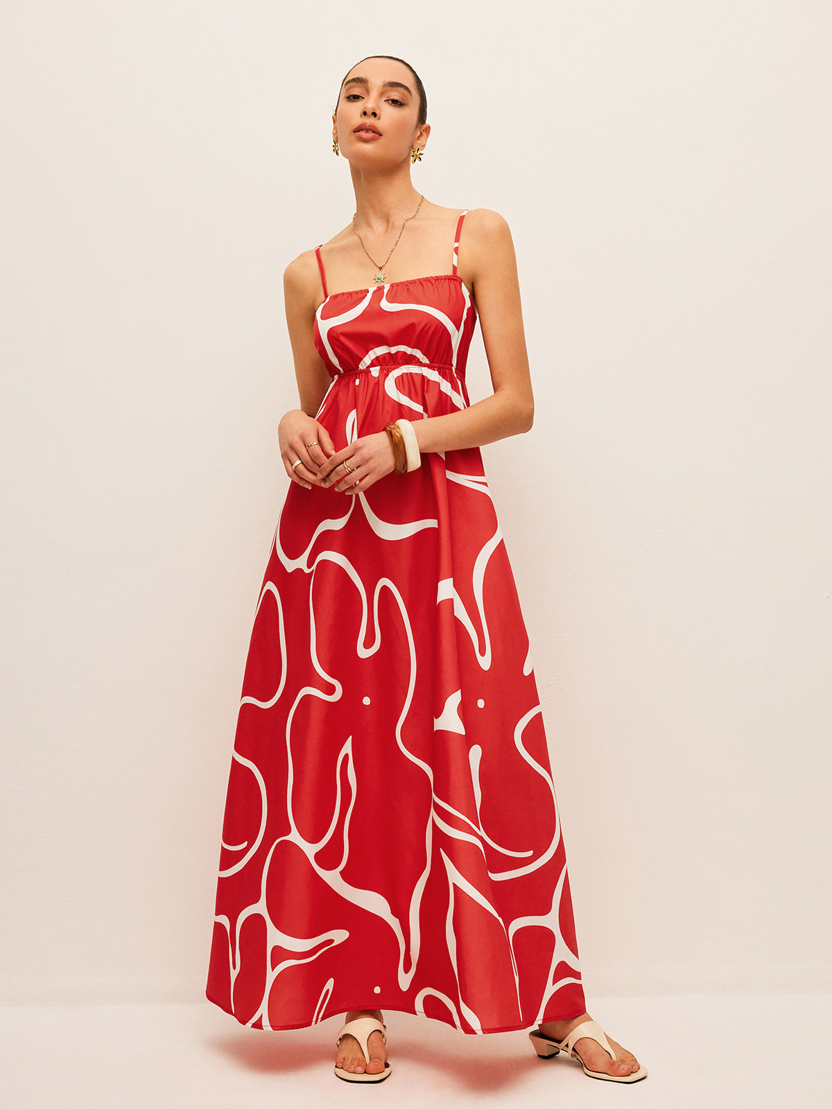 Bedrucktes Kleid mit Bindedetail auf der Rückseite