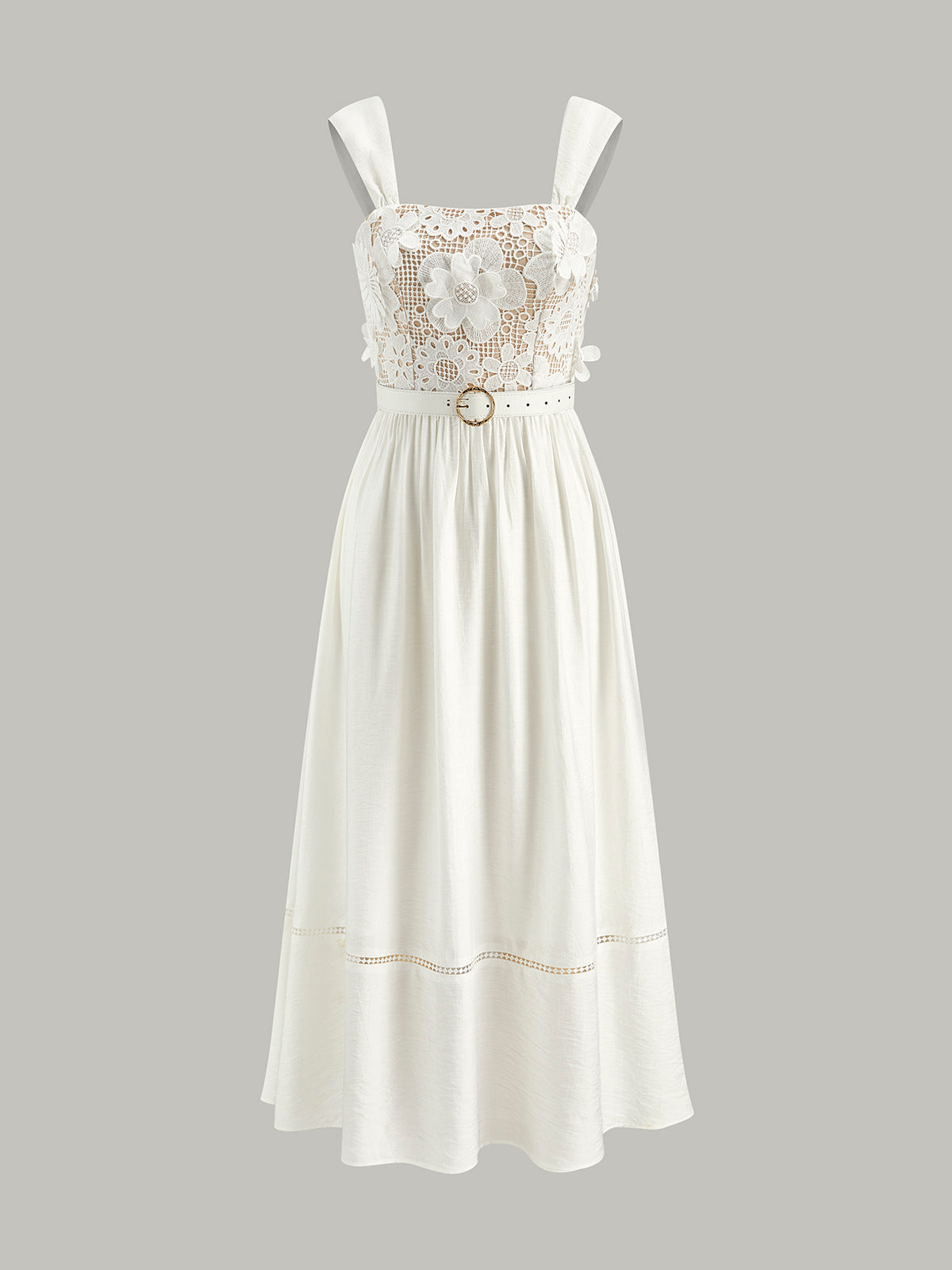 Kleid aus geblümter Baumwolle mit Spitzengürtel