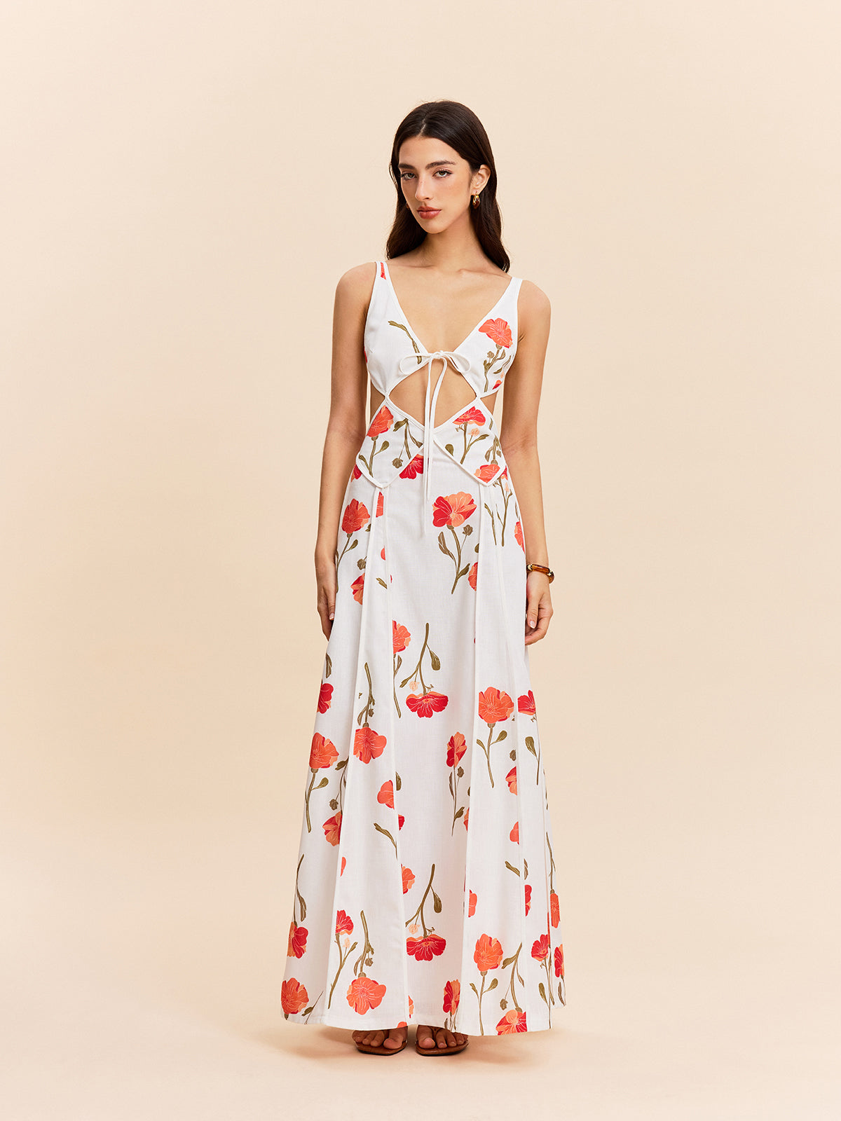 Kleid mit Blumenmuster und Cut-Outs zum Binden am Rücken