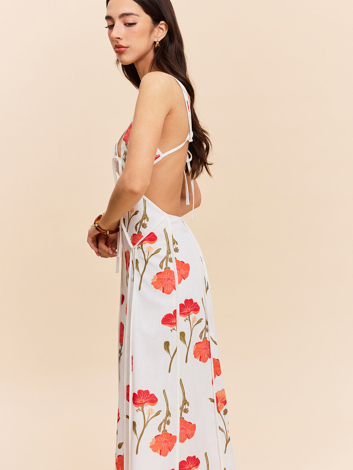 Kleid mit Blumenmuster und Cut-Outs zum Binden am Rücken