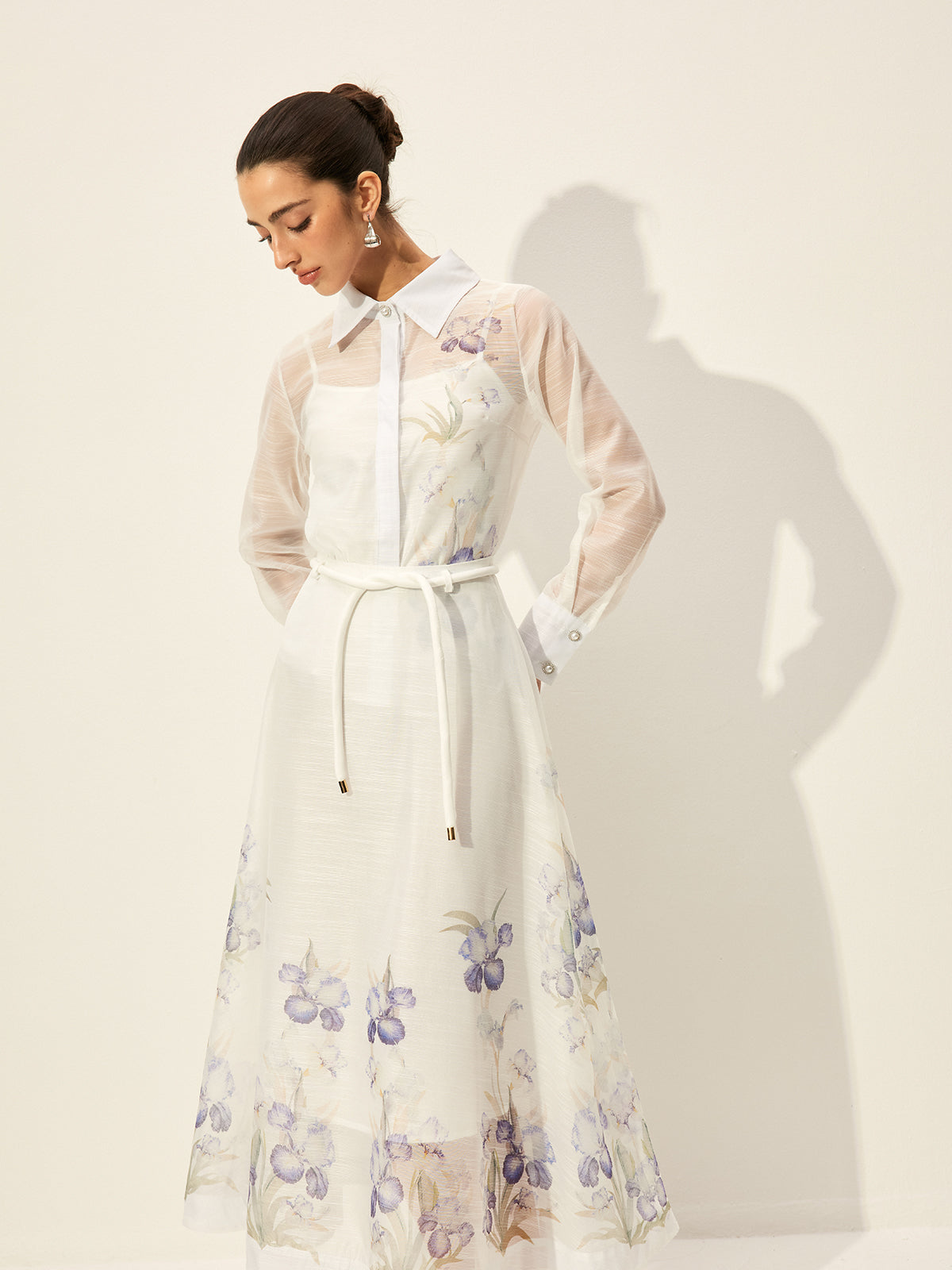 Halbtransparentes Rockset mit Blumenmuster und Taillenband