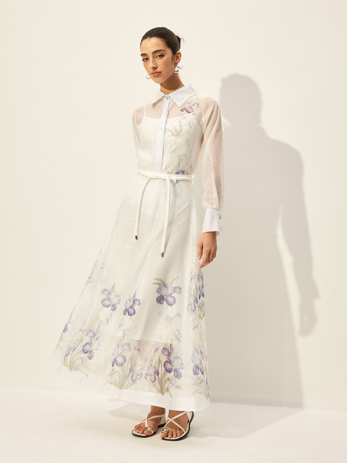 Halbtransparentes Rockset mit Blumenmuster und Taillenband