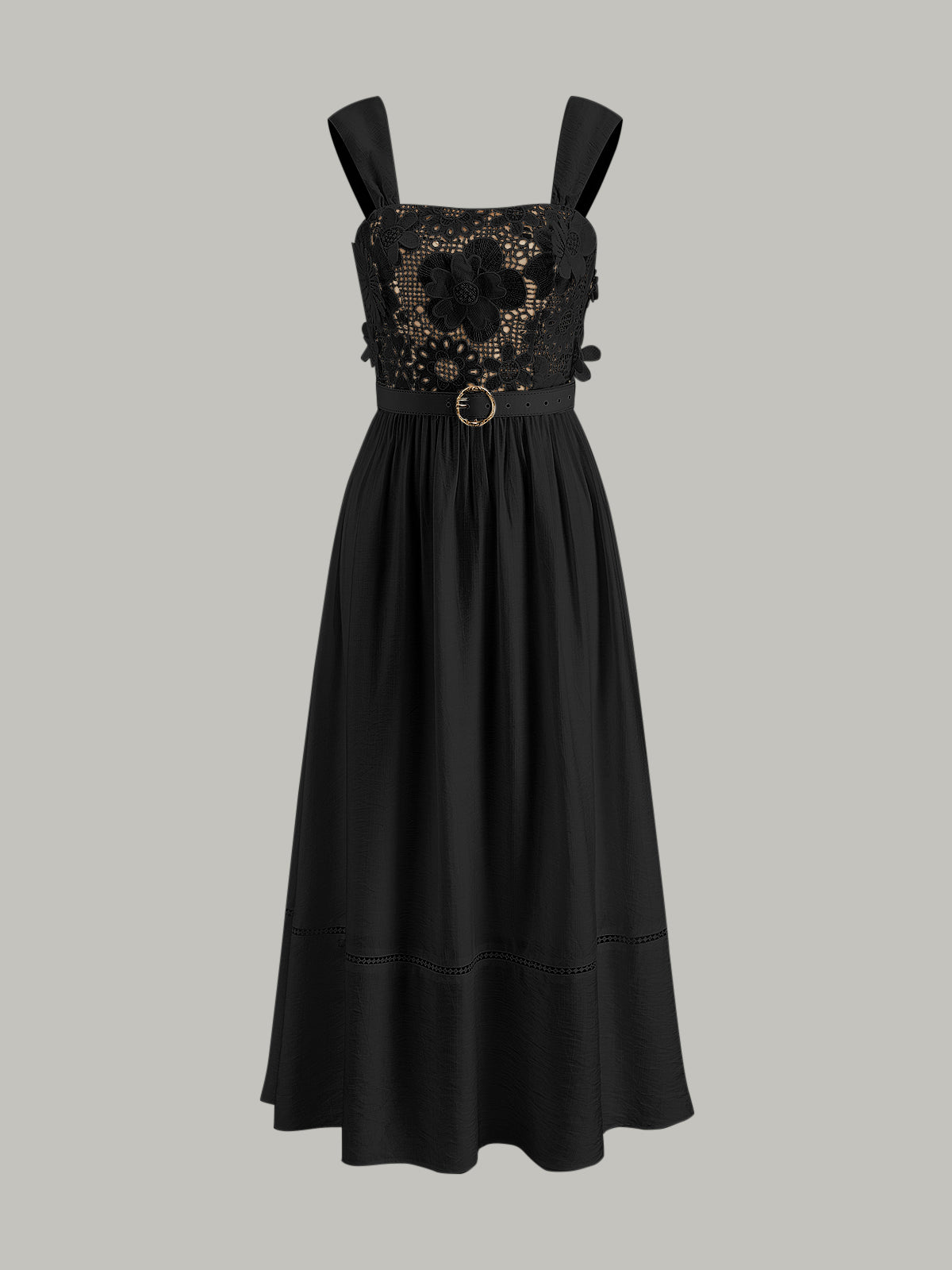 Kleid aus geblümter Baumwolle mit Spitzengürtel