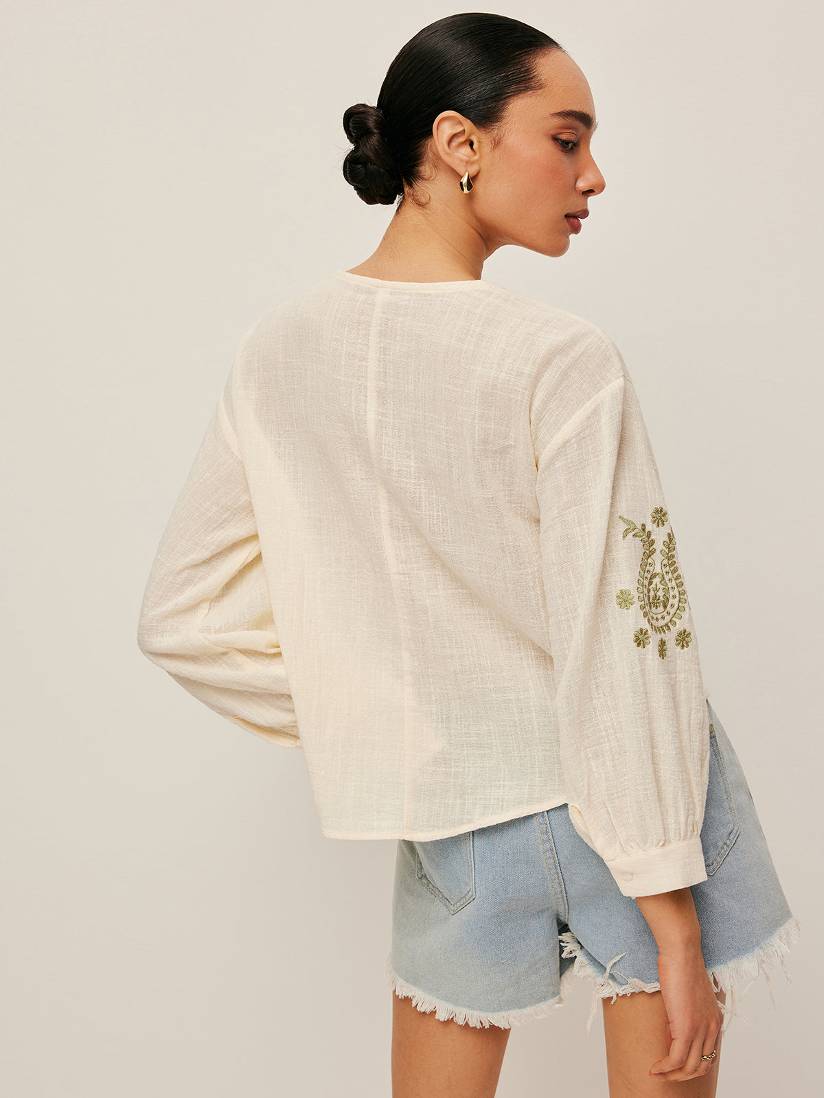 Boho Broderad Blus