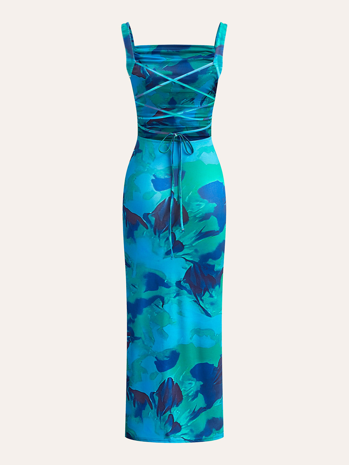 Criss-Cross Tie Back Printed Dress