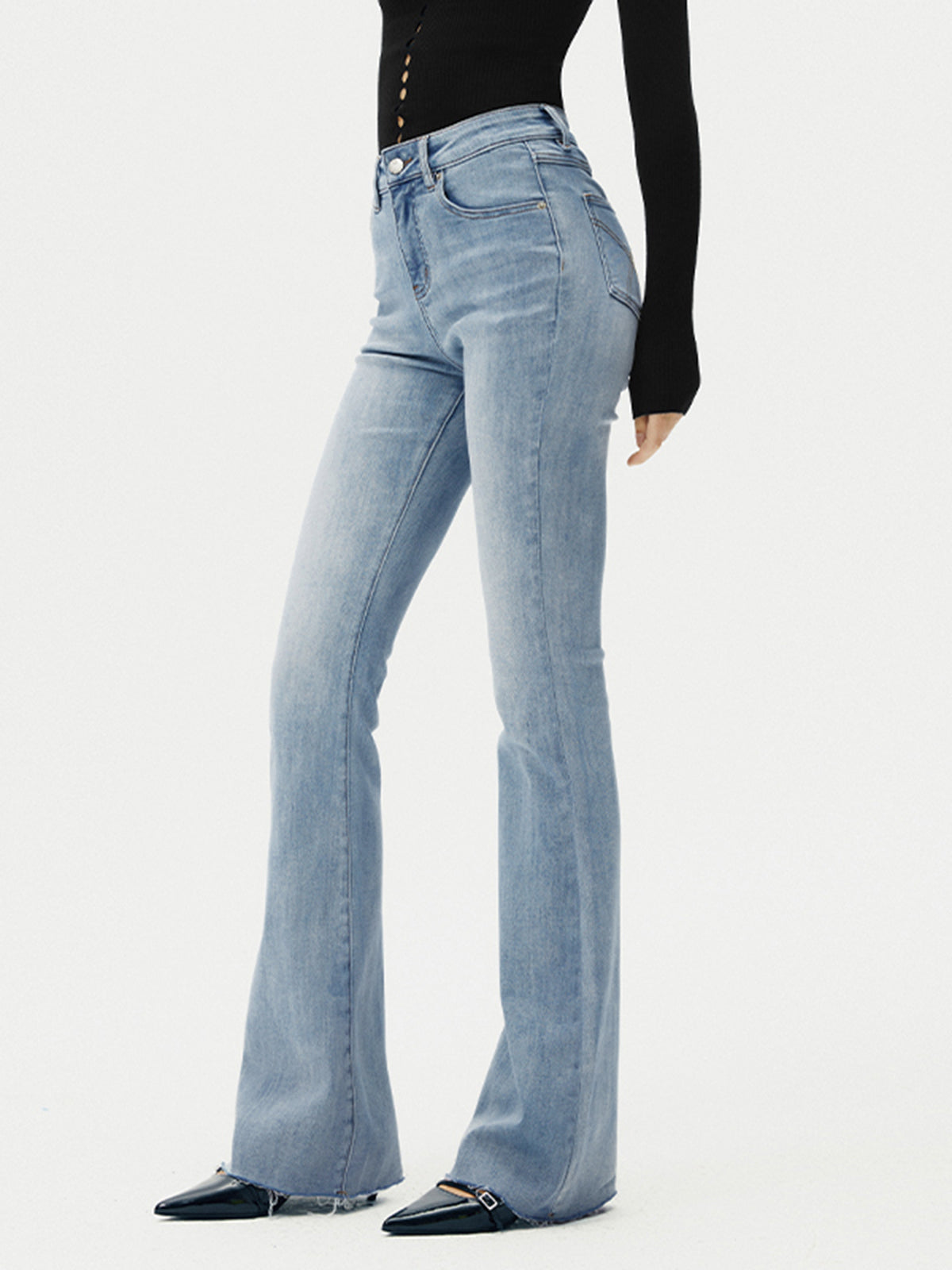 Bootcut-Jeans mit hoher Taille