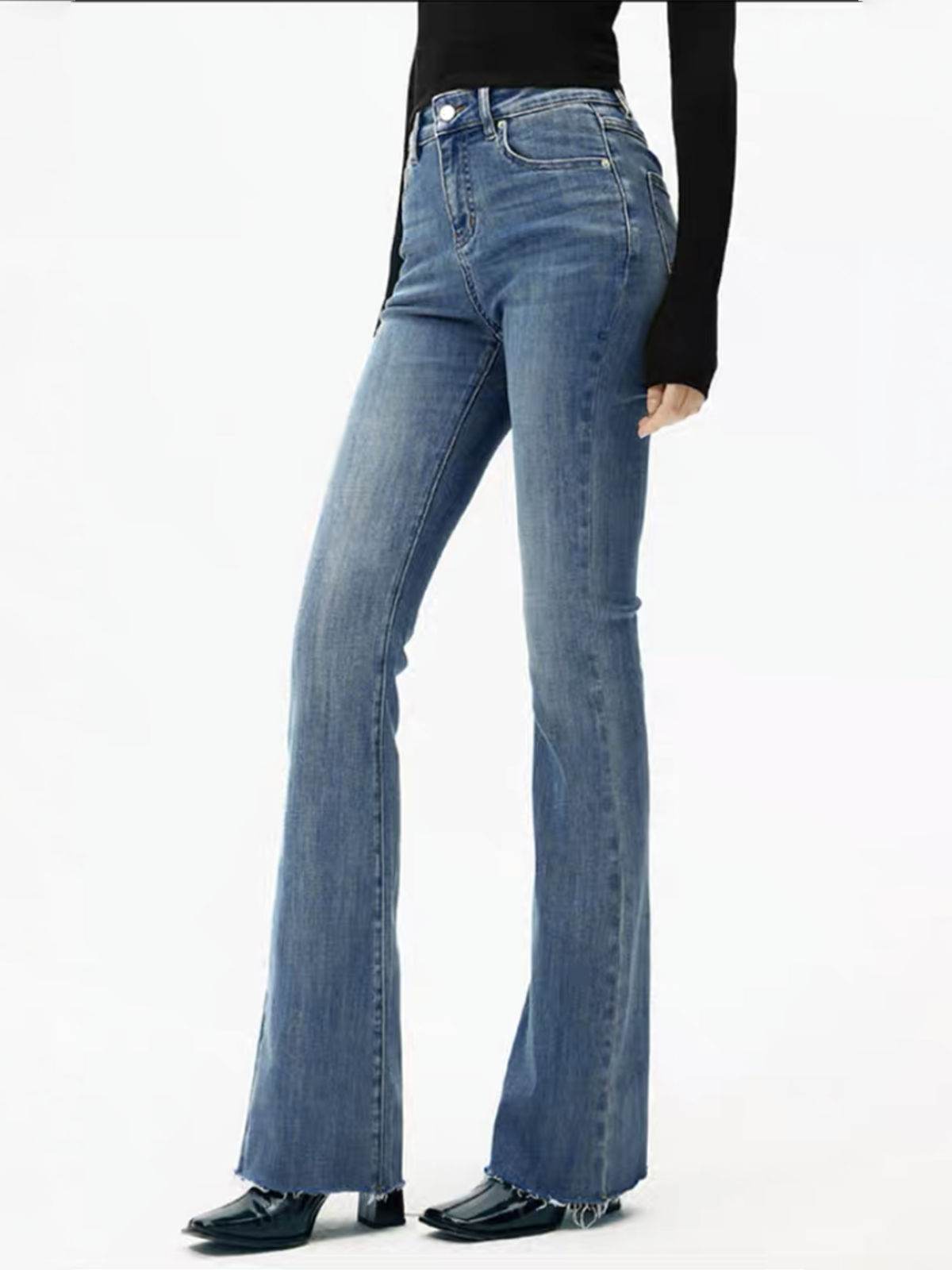 Bootcut-Jeans mit hoher Taille