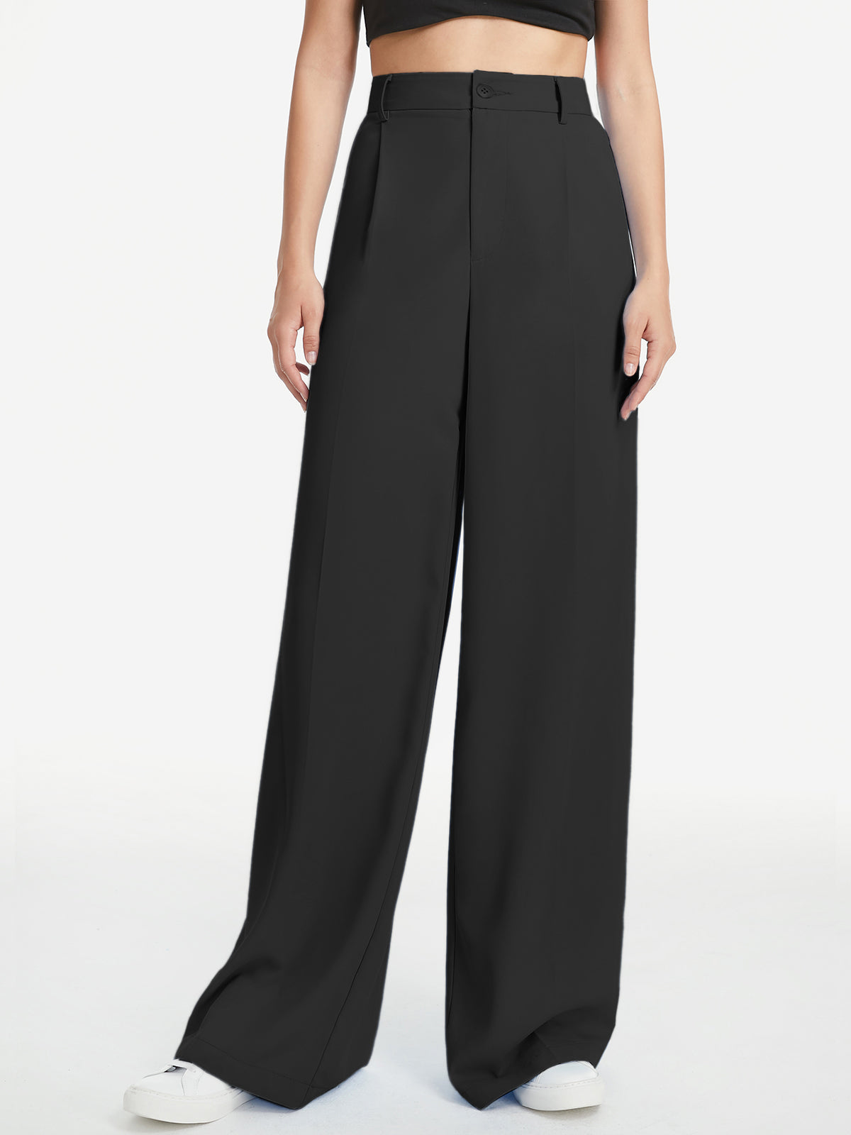 Hose mit hoher Taille und weitem Bein und lockerer Passform 