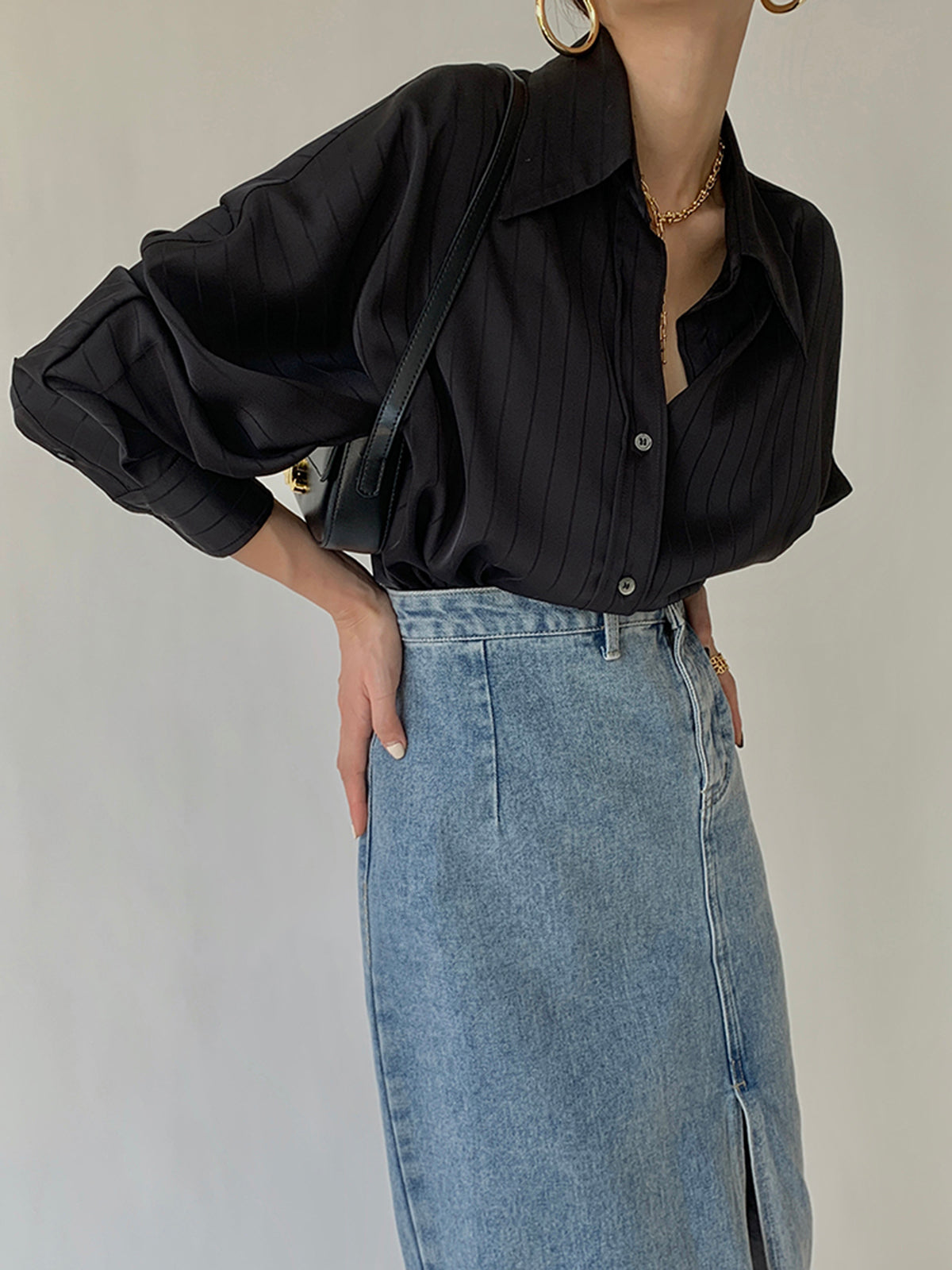 Charlotte Oversized Skjorta Med Knappar Och Krage 