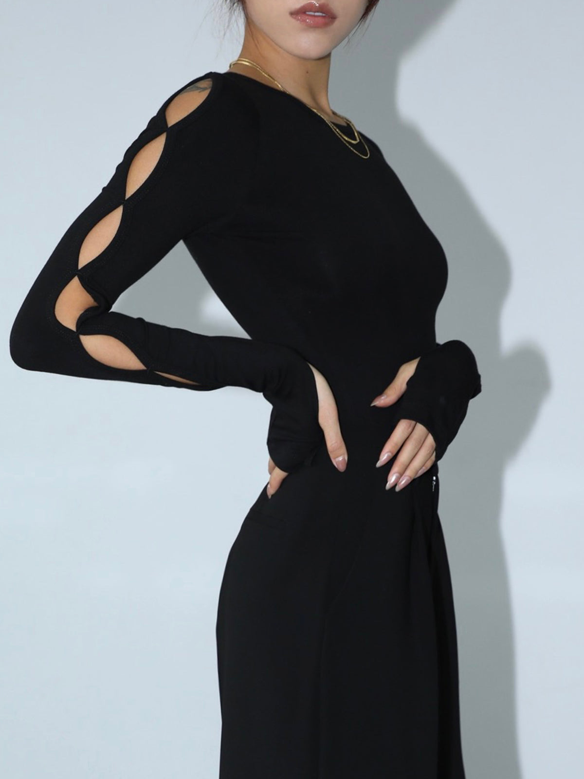 Bodysuit mit Schlüssellochausschnitt und langen Ärmeln