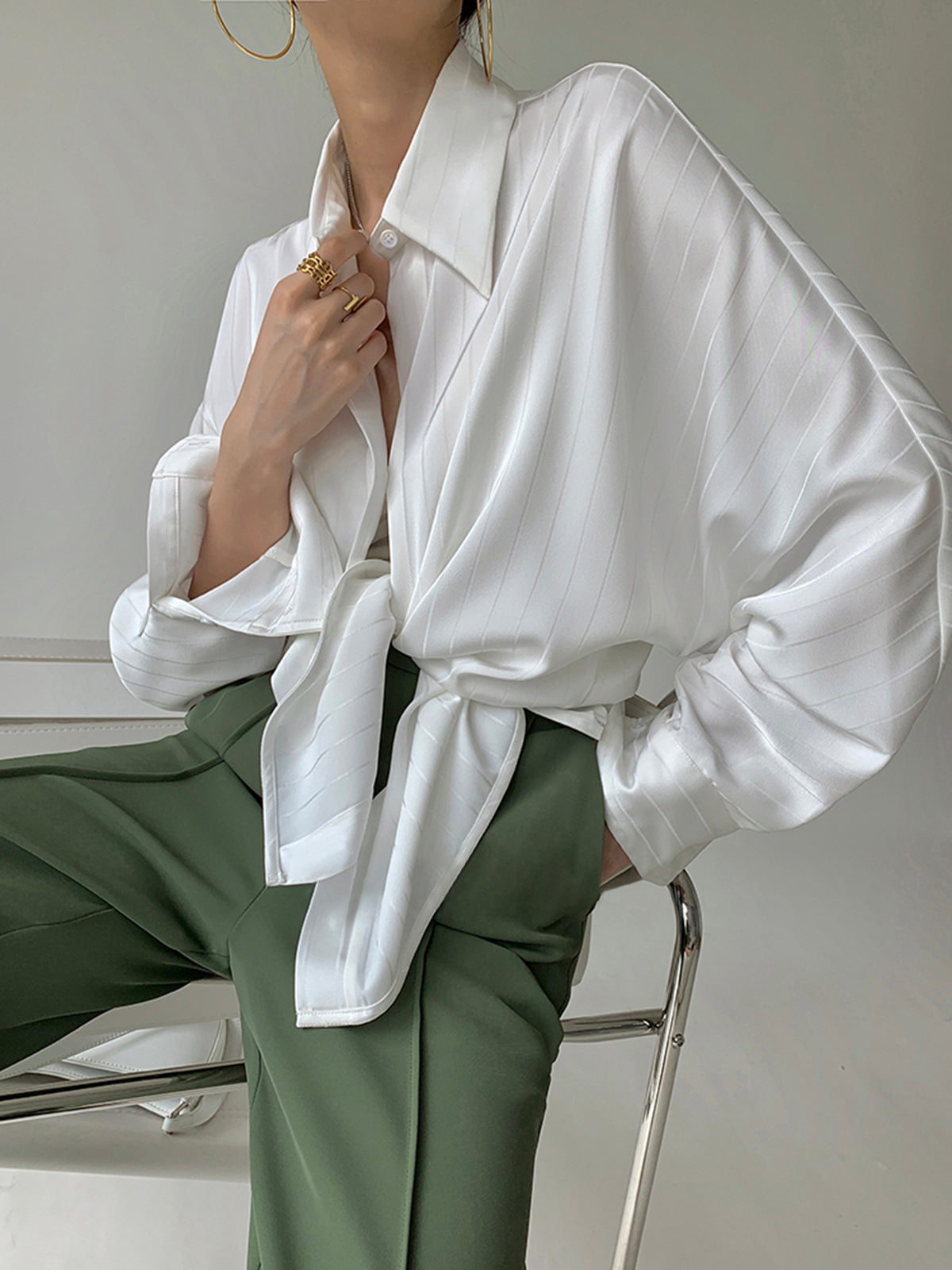 Charlotte Oversized Skjorta Med Knappar Och Krage 