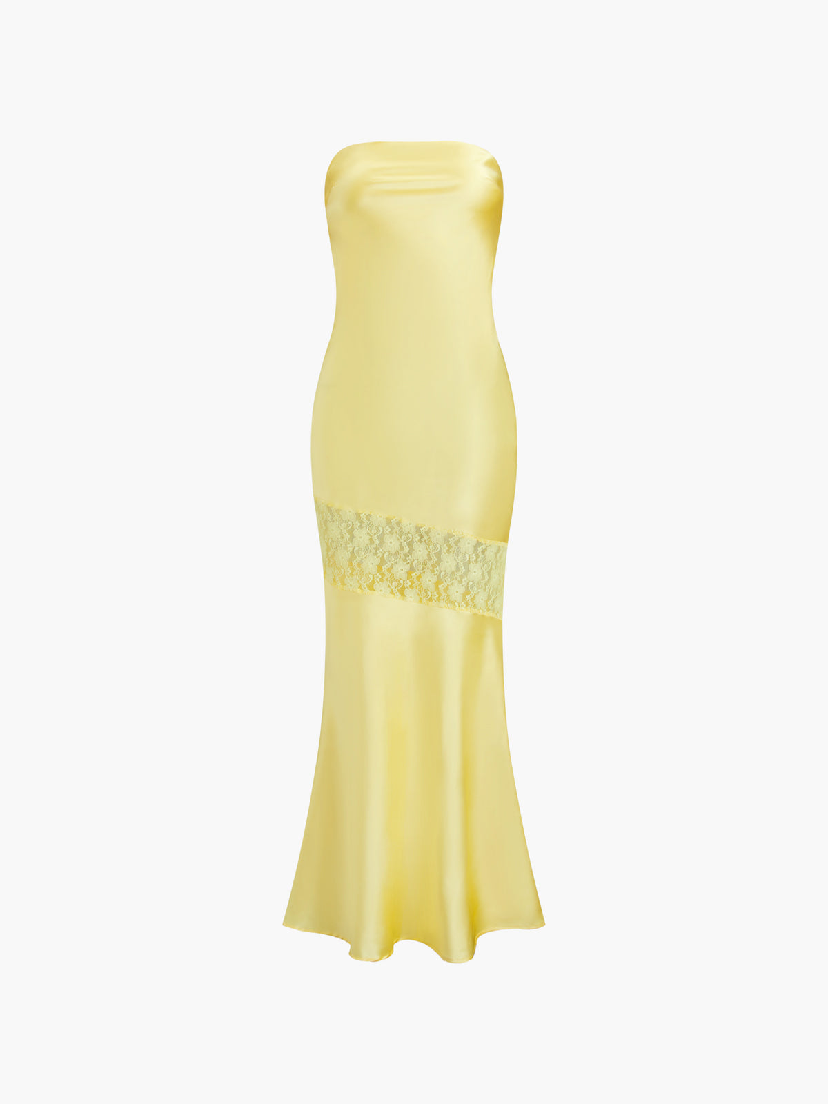 Asymmetrisches trägerloses Midi-Tube-Kleid aus Spitze 