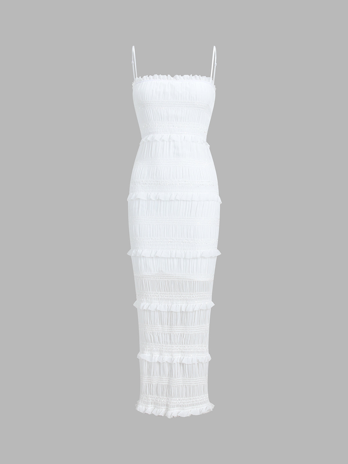 Ägäisches Midikleid mit Rüschen und Reißverschluss 