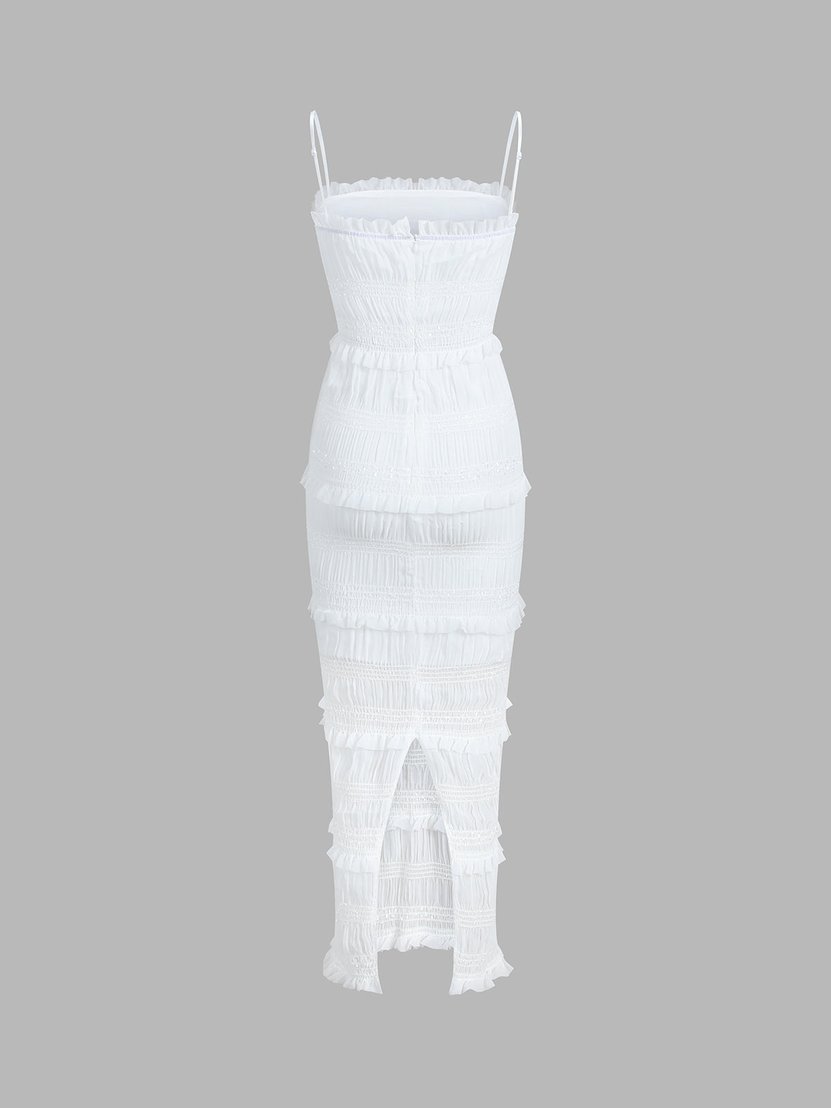 Ägäisches Midikleid mit Rüschen und Reißverschluss 